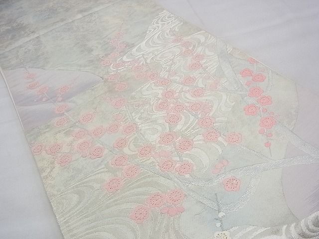 平和屋着物◎太鼓柄袋帯 唐織 光琳紅白梅 金銀糸 逸品 BAAH9349fk