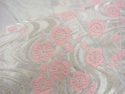 平和屋着物◎太鼓柄袋帯 唐織 光琳紅白梅 金銀糸 逸品 BAAH9349fk
