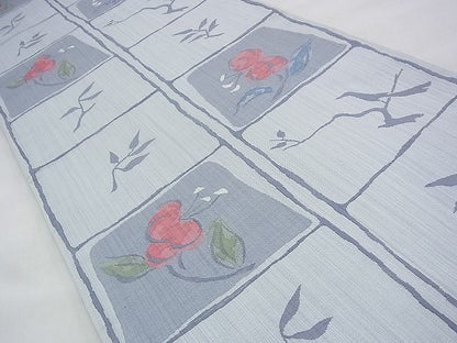 平和屋着物◎六通柄袋帯 ふくれ織 枝花文 逸品 BAAH9354fk