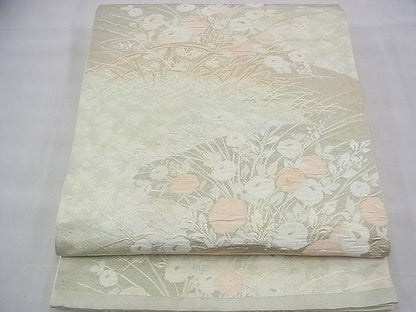平和屋着物◎六通柄袋帯 ふくれ織 万寿菊 金糸 逸品 BAAH9348fk