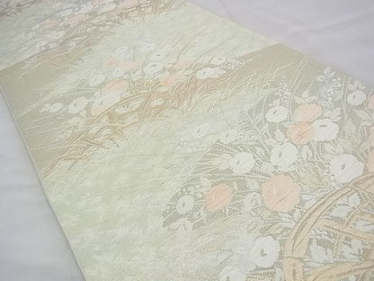 平和屋着物◎六通柄袋帯 ふくれ織 万寿菊 金糸 逸品 BAAH9348fk