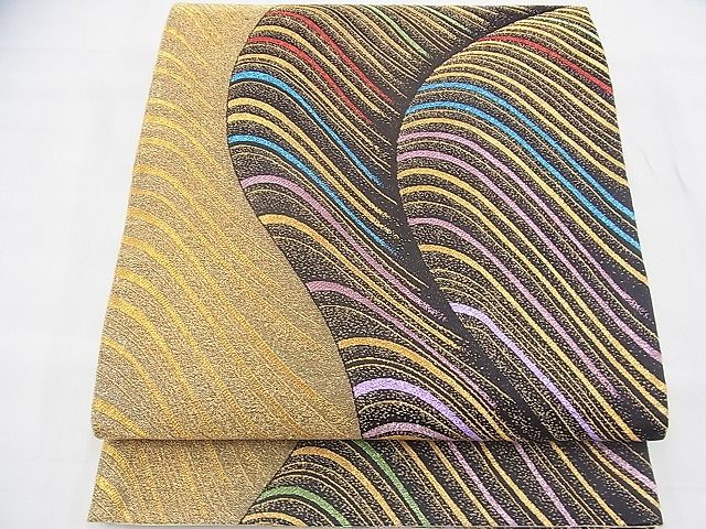平和屋着物◎佐賀錦 六通柄袋帯 流水文様 金糸 逸品 BAAH9362fk