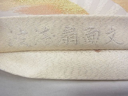 平和屋着物◎六通太鼓柄袋帯 綴れ 涛扇面文 金銀糸 逸品 BAAH9373fk