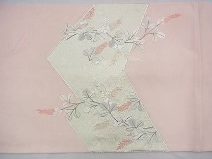 平和屋着物◎西陣 太鼓柄袋帯 駒刺繍 萩 銀糸 逸品 BAAH9367fk