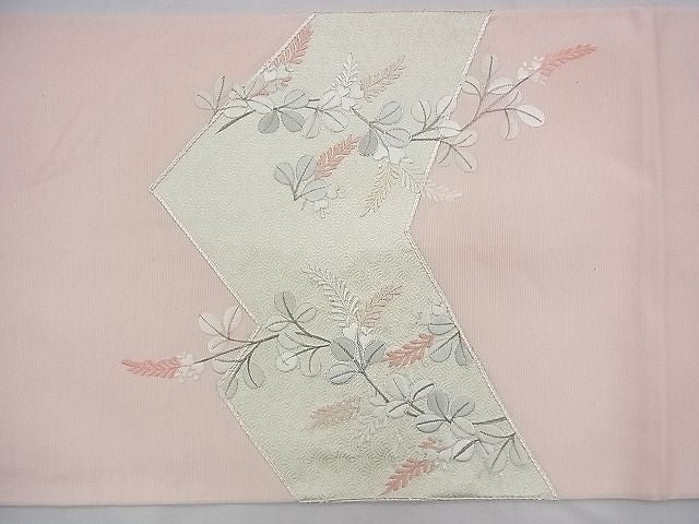 平和屋着物◎西陣 太鼓柄袋帯 駒刺繍 萩 銀糸 逸品 BAAH9367fk