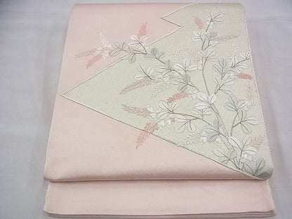 平和屋着物◎西陣 太鼓柄袋帯 駒刺繍 萩 銀糸 逸品 BAAH9367fk