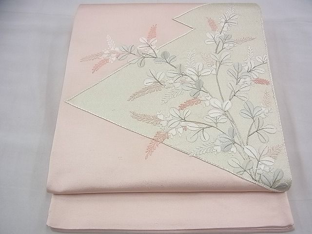 平和屋着物◎西陣 太鼓柄袋帯 駒刺繍 萩 銀糸 逸品 BAAH9367fk