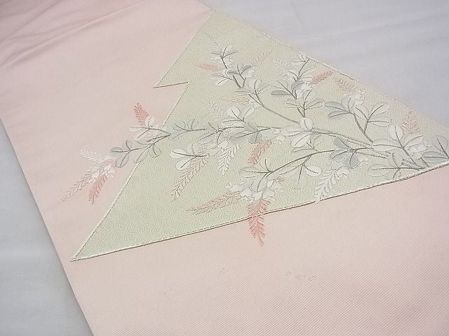 平和屋着物◎西陣 太鼓柄袋帯 駒刺繍 萩 銀糸 逸品 BAAH9367fk