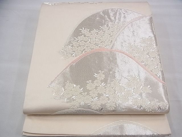 平和屋着物◎六通柄袋帯 唐織 重ね山春秋花文 銀糸 逸品 BAAH9395fk
