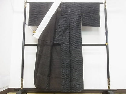 平和屋着物■夏物　小紋　抽象文様　黒地　DAAF4853ud
