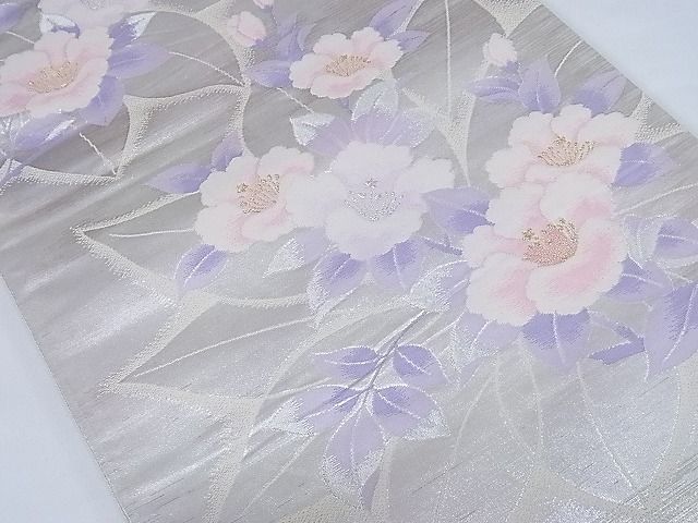 平和屋着物◎六通柄袋帯 草花文 金銀糸 正絹 逸品 AAAI3455Abw