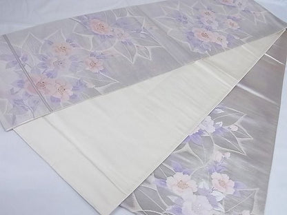 平和屋着物◎六通柄袋帯 草花文 金銀糸 正絹 逸品 AAAI3455Abw