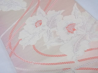 平和屋着物◎六通柄袋帯 舞花文 銀糸 正絹 逸品 AAAI3469Abw