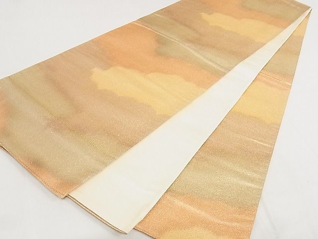 平和屋着物◎全通柄袋帯 霞文 金糸 正絹 逸品 AAAJ3679Aex