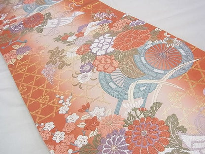 平和屋着物◎六通柄袋帯 唐織 唐織錦 花車文 金糸 逸品 BAAH8484fk
