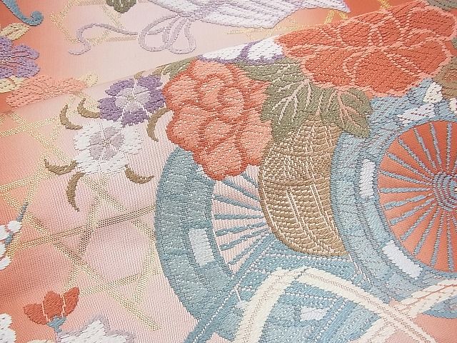 平和屋着物◎六通柄袋帯 唐織 唐織錦 花車文 金糸 逸品 BAAH8484fk