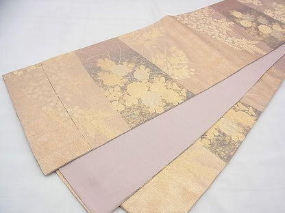 平和屋着物◎六通柄袋帯 秋草文 金糸 逸品 BAAH8477fk