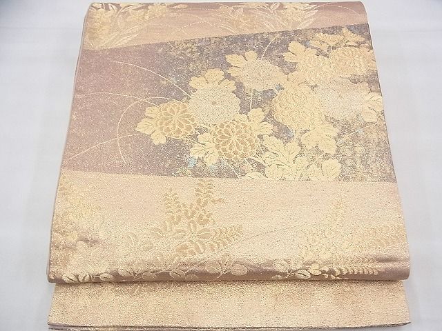 平和屋着物◎六通柄袋帯 秋草文 金糸 逸品 BAAH8477fk