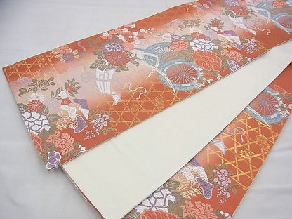 平和屋着物◎六通柄袋帯 唐織 唐織錦 花車文 金糸 逸品 BAAH8484fk