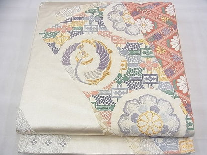 平和屋着物◎六通柄袋帯 唐織 鳳凰有職花文 金銀糸 逸品 BAAI1625fk