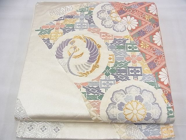 平和屋着物◎六通柄袋帯 唐織 鳳凰有職花文 金銀糸 逸品 BAAI1625fk