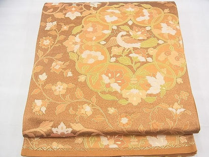 平和屋着物◎六通柄袋帯 花鳥唐草文 金糸 逸品 BAAI1626fk