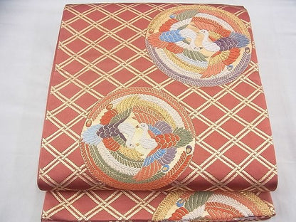 平和屋着物◎六通柄袋帯 唐織 鳳凰丸文 金糸 逸品 BAAI1628fk