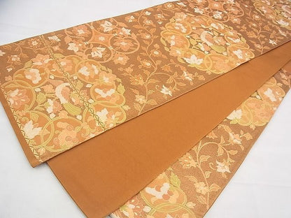 平和屋着物◎六通柄袋帯 花鳥唐草文 金糸 逸品 BAAI1626fk
