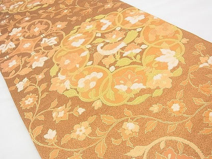 平和屋着物◎六通柄袋帯 花鳥唐草文 金糸 逸品 BAAI1626fk