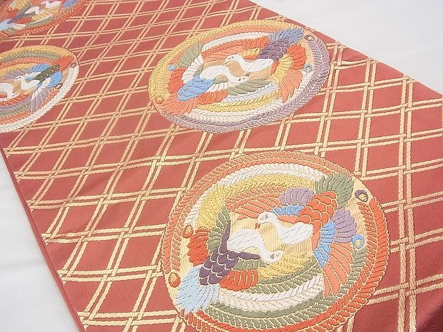 平和屋着物◎六通柄袋帯 唐織 鳳凰丸文 金糸 逸品 BAAI1628fk