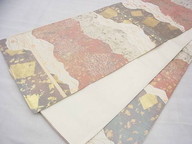 平和屋着物◎六通柄袋帯 道長芝草文 金糸 逸品 BAAI1642fk