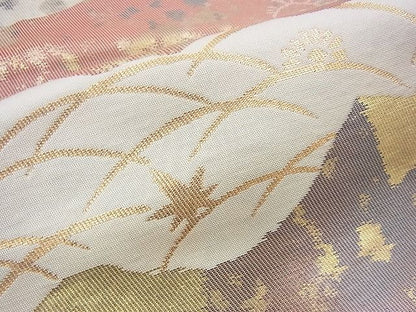 平和屋着物◎六通柄袋帯 道長芝草文 金糸 逸品 BAAI1642fk