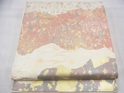 平和屋着物◎六通柄袋帯 道長芝草文 金糸 逸品 BAAI1642fk