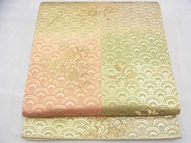 平和屋着物◎六通柄袋帯 青海波花唐草文 金糸 逸品 BAAI1670fk