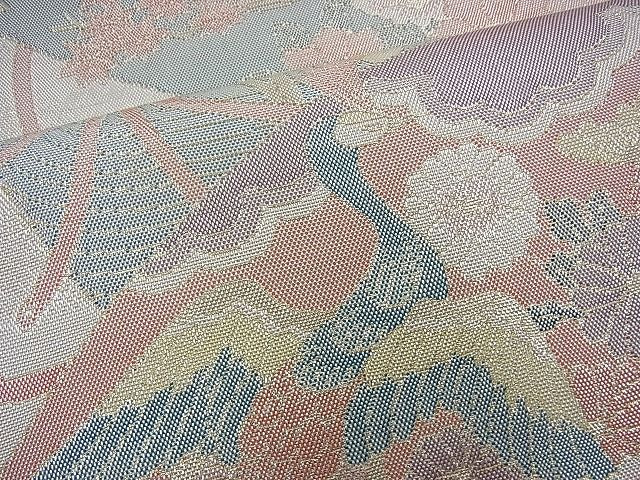 平和屋着物◎佐賀錦 六通柄袋帯 扇面花車文 900織 金糸 逸品 BAAI1658fk