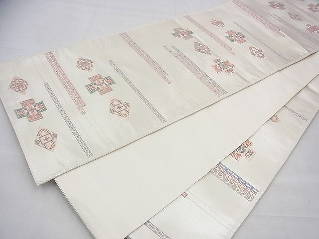 平和屋着物◎六通柄袋帯 幾何学文様 金銀糸 逸品 BAAI1652fk