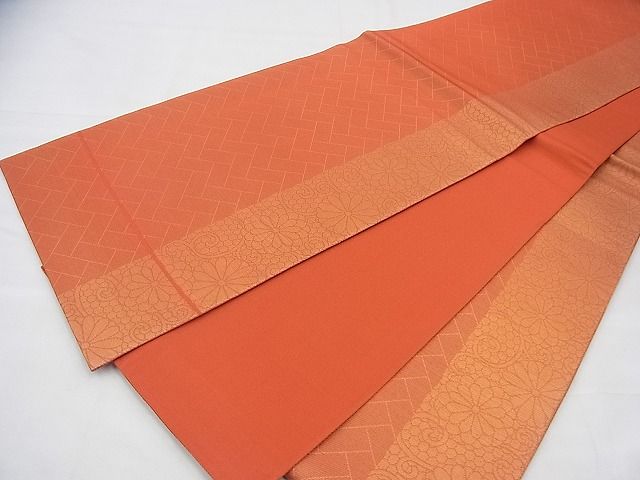 平和屋着物◎六通柄 本袋帯 花唐草間道 金糸 逸品 BAAI1657fk