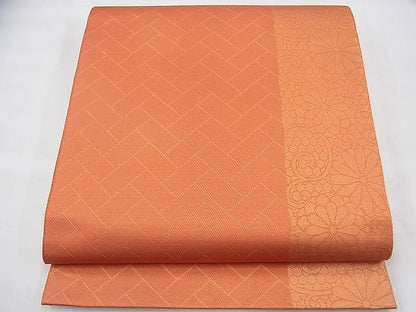 平和屋着物◎六通柄 本袋帯 花唐草間道 金糸 逸品 BAAI1657fk