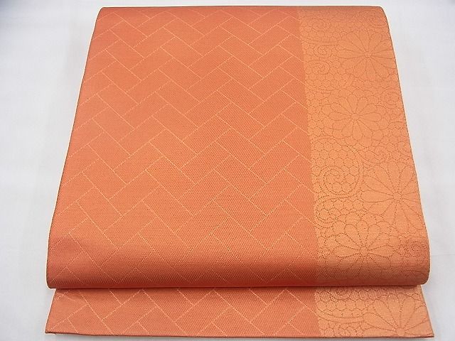 平和屋着物◎六通柄 本袋帯 花唐草間道 金糸 逸品 BAAI1657fk