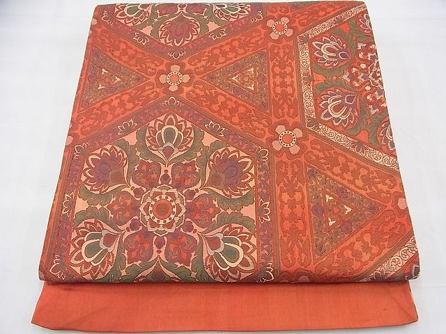 平和屋着物◎西陣 山下織物謹製 六通柄袋帯 更紗亀甲花文 逸品 BAAI1653fk