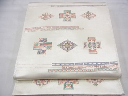 平和屋着物◎六通柄袋帯 幾何学文様 金銀糸 逸品 BAAI1652fk
