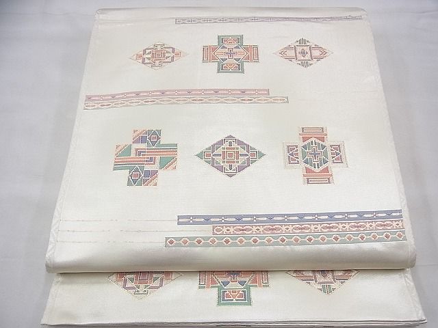 平和屋着物◎六通柄袋帯 幾何学文様 金銀糸 逸品 BAAI1652fk