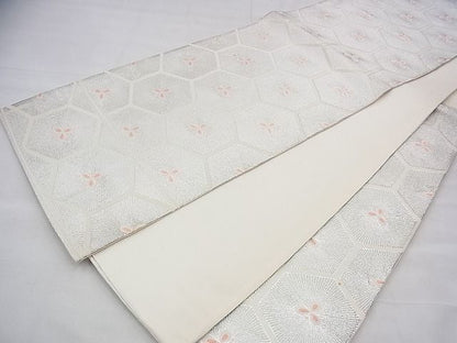 平和屋着物◎六通柄袋帯 唐織 若松亀甲文様 銀糸 逸品 BAAI1663fk