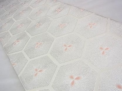 平和屋着物◎六通柄袋帯 唐織 若松亀甲文様 銀糸 逸品 BAAI1663fk