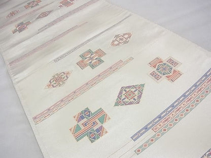 平和屋着物◎六通柄袋帯 幾何学文様 金銀糸 逸品 BAAI1652fk