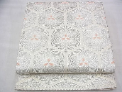 平和屋着物◎六通柄袋帯 唐織 若松亀甲文様 銀糸 逸品 BAAI1663fk