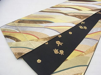 平和屋着物◎六通柄袋帯 唐織 立波文様 金銀糸 逸品 BAAI1676fk