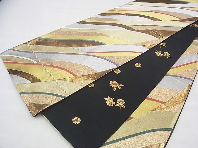 平和屋着物◎六通柄袋帯 唐織 立波文様 金銀糸 逸品 BAAI1676fk