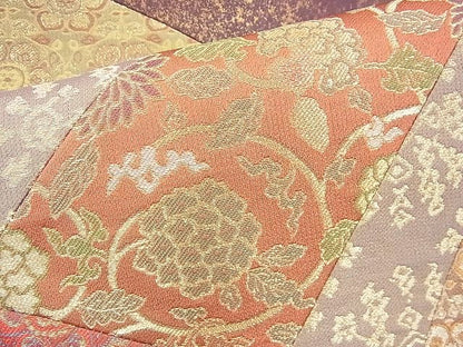 平和屋着物◎太鼓柄袋帯 切嵌 名物裂 金糸 逸品 BAAI1694fk