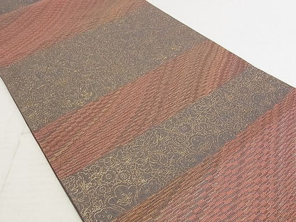 平和屋着物◎六通柄袋帯 洋花文 金糸 正絹 逸品 AAAJ5834Apf